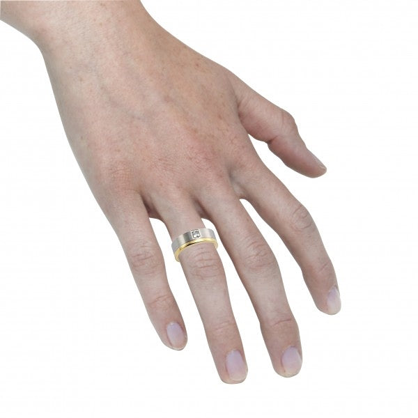 Zweifarbiger Edelstahl-Ring Teilvergoldet Unisex