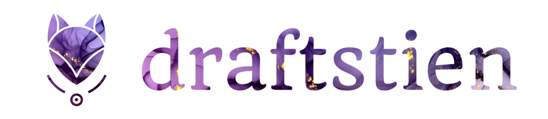 Draftstien Logo Fuchs Kopf in Violett mit Gold und Halskette