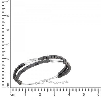 Omegareif Edelstahl-Armband Rhodiniert - Hämatit
