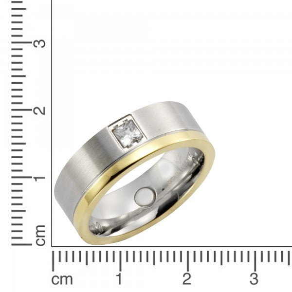Zweifarbiger Edelstahl-Ring Teilvergoldet Unisex