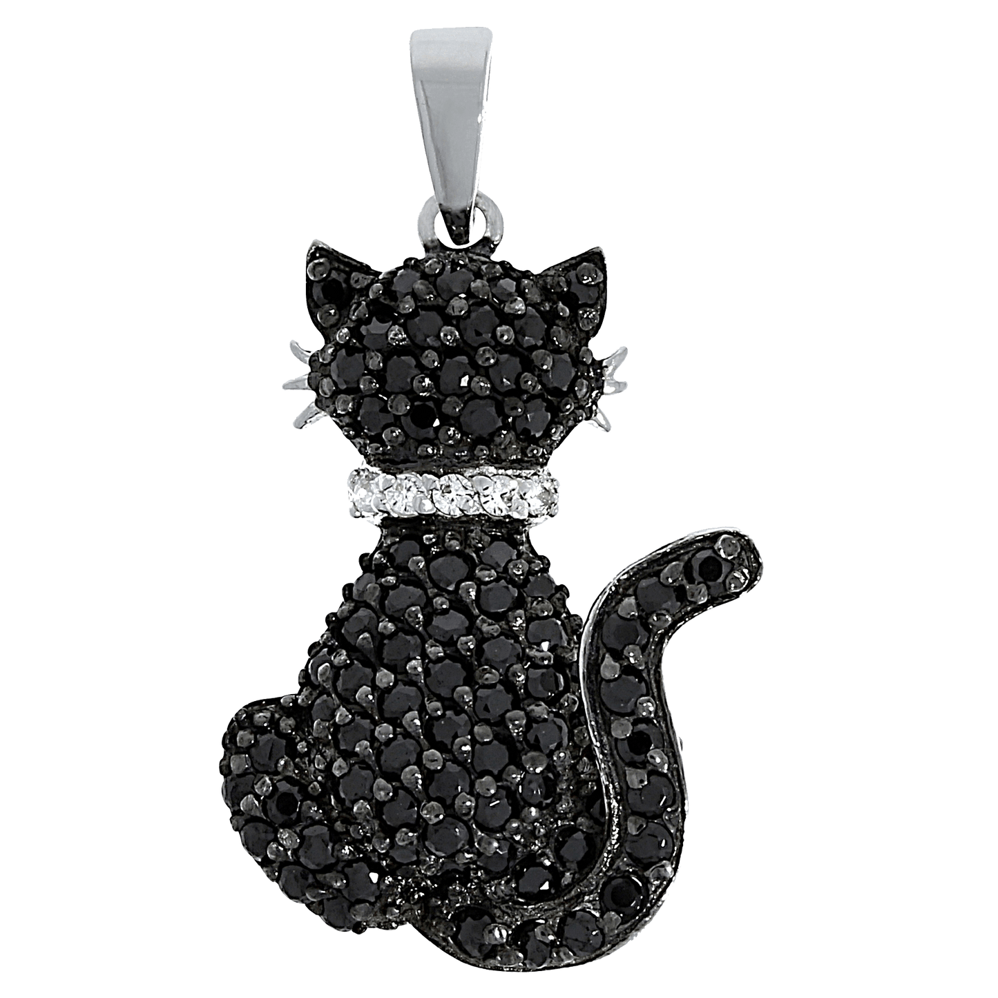 Anhänger Rhodiniert - Schimmernd schwarze Katze