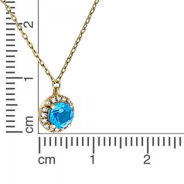 Halskette 9 Karat Teilrhodiniert - Diamant & Blautopas