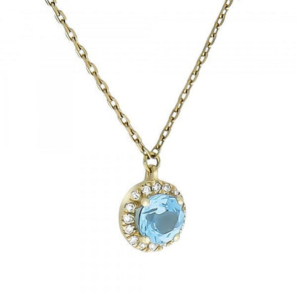 Halskette 9 Karat Teilrhodiniert - Diamant & Blautopas
