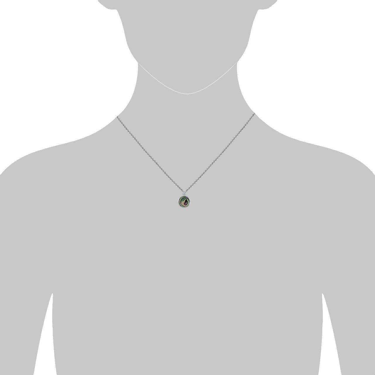Halskette Rhodiniert - Kreis Anhänger Abalone