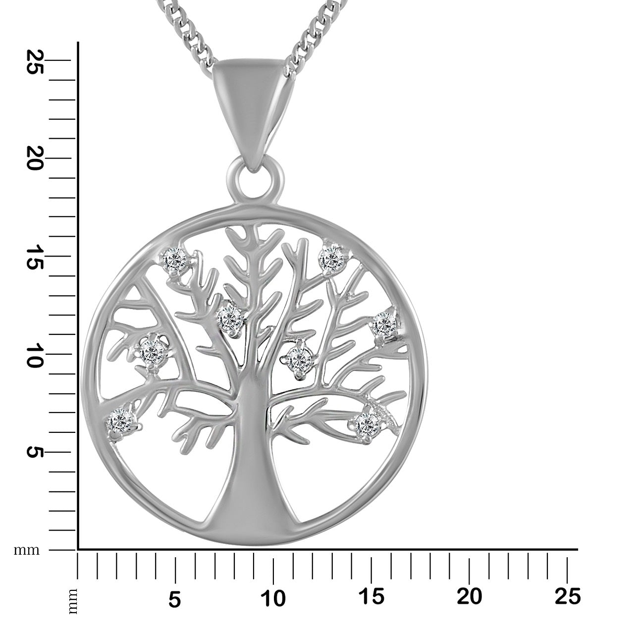 Halskette Rhodiniert - Schimmernder Lebensbaum