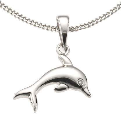 Kinder Halskette Rhodiniert - Silberner Delfin