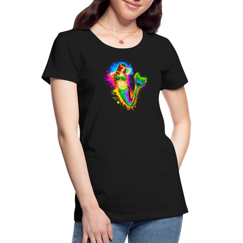 Damen Premium Bio T-Shirt - Magische Meerjungfrau - Schwarz