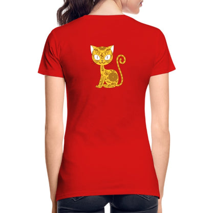 Damen Premium Bio T-Shirt - Mandala Katze - Rot