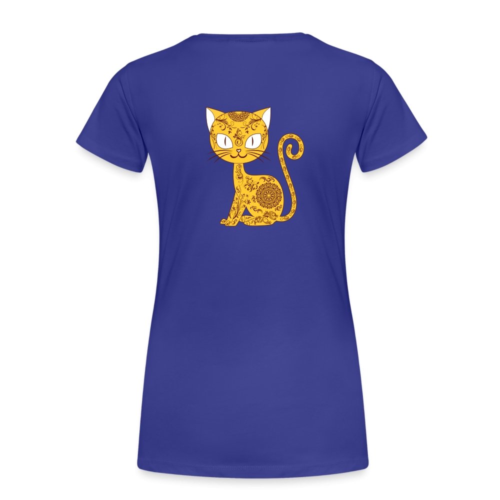 Damen Premium Bio T-Shirt - Mandala Katze - Königsblau