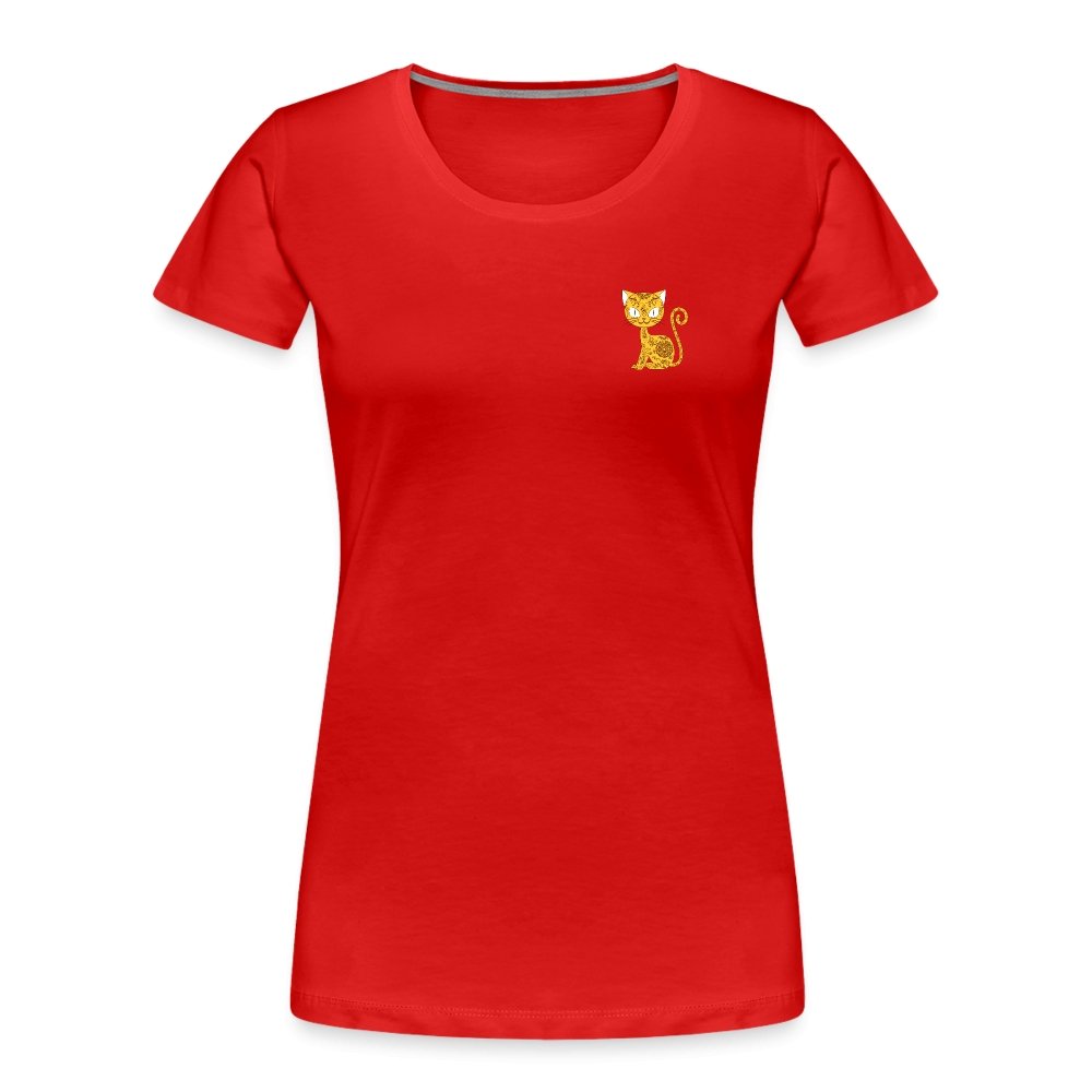 Damen Premium Bio T-Shirt - Mandala Katze - Rot