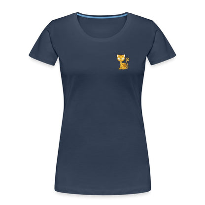 Damen Premium Bio T-Shirt - Mandala Katze - Navy