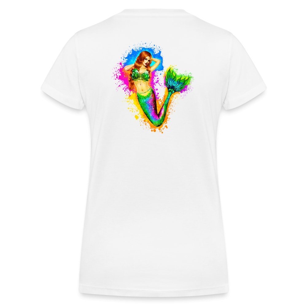 Damen V-Ausschnitt Bio-T-Shirt - Magische Meerjungfrau - weiß