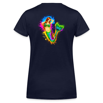 Damen V-Ausschnitt Bio-T-Shirt - Magische Meerjungfrau - Navy
