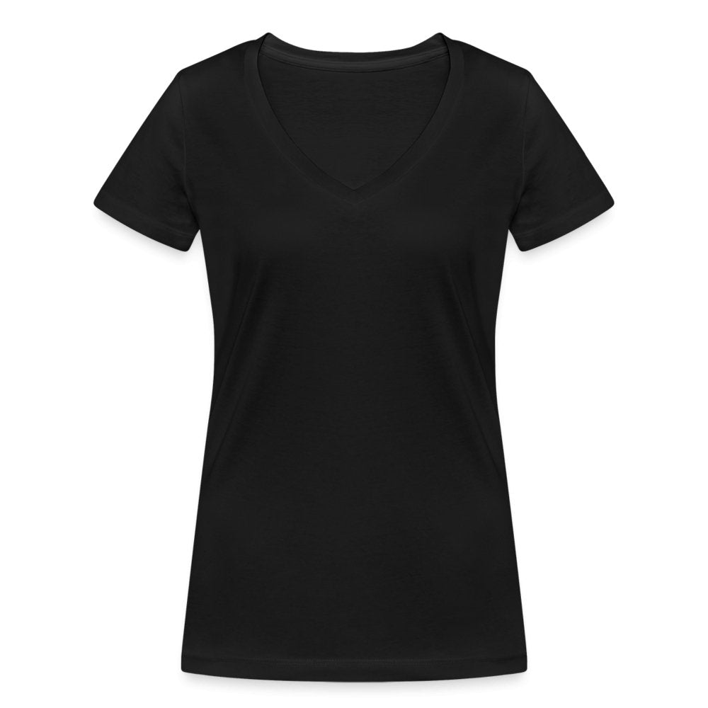Damen V-Ausschnitt Bio-T-Shirt - Magisches Einhorn - Schwarz