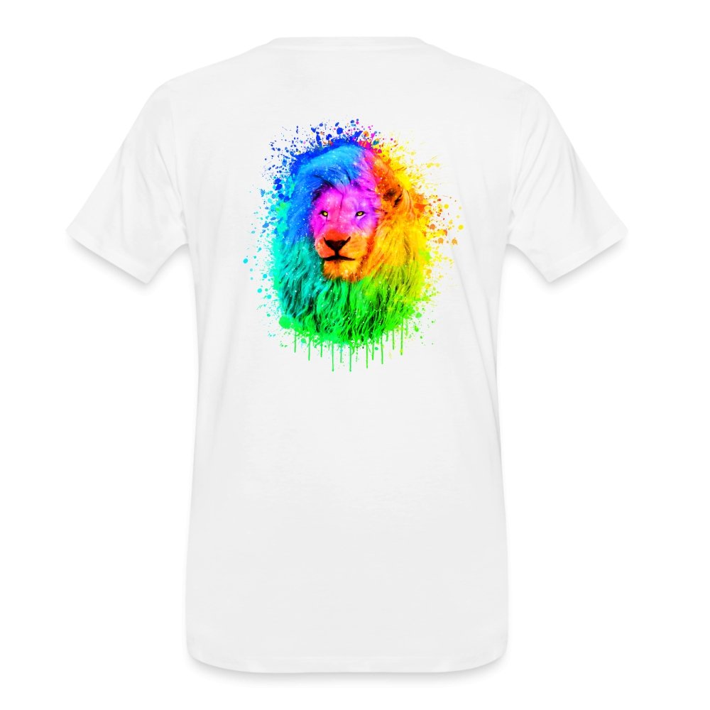 Herren Premium Bio T-Shirt - Magischer Löwe - weiß
