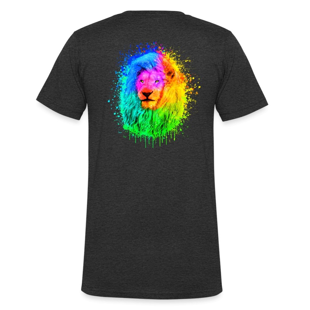 Herren V-Ausschnitt Bio T-Shirt - Magischer Löwe - Anthrazit
