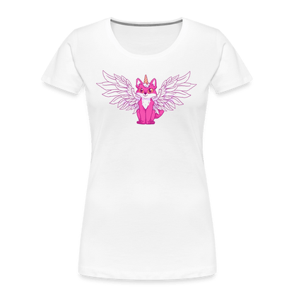 Damen Premium Bio T-Shirt - Beflügelter Fuchs - weiß