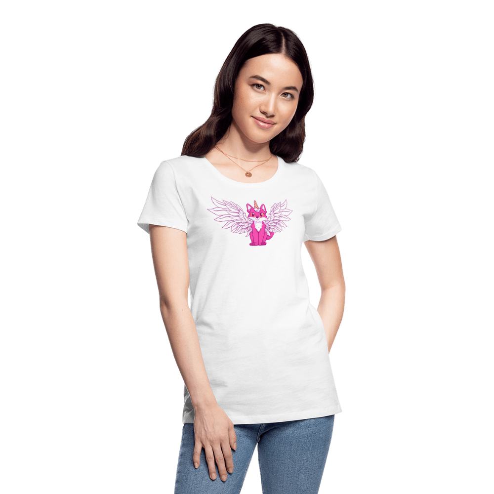 Damen Premium Bio T-Shirt - Beflügelter Fuchs - weiß