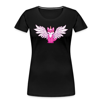 Damen Premium Bio T-Shirt - Beflügelter Fuchs - Schwarz