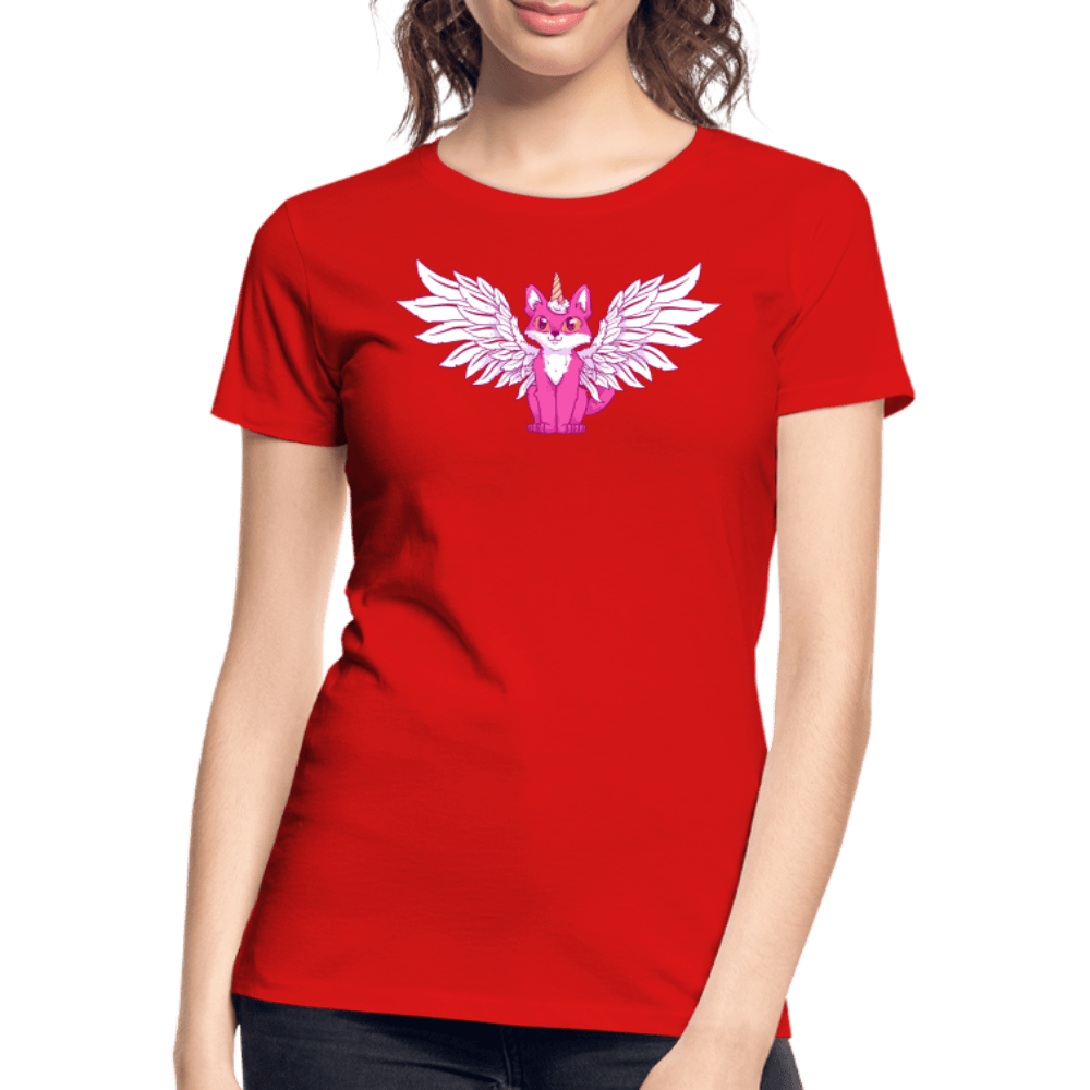Damen Premium Bio T-Shirt - Beflügelter Fuchs - Rot