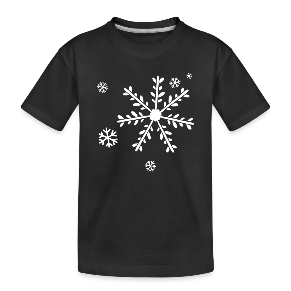Kinder Premium Bio T-Shirt - Schneeflocken - Schwarz