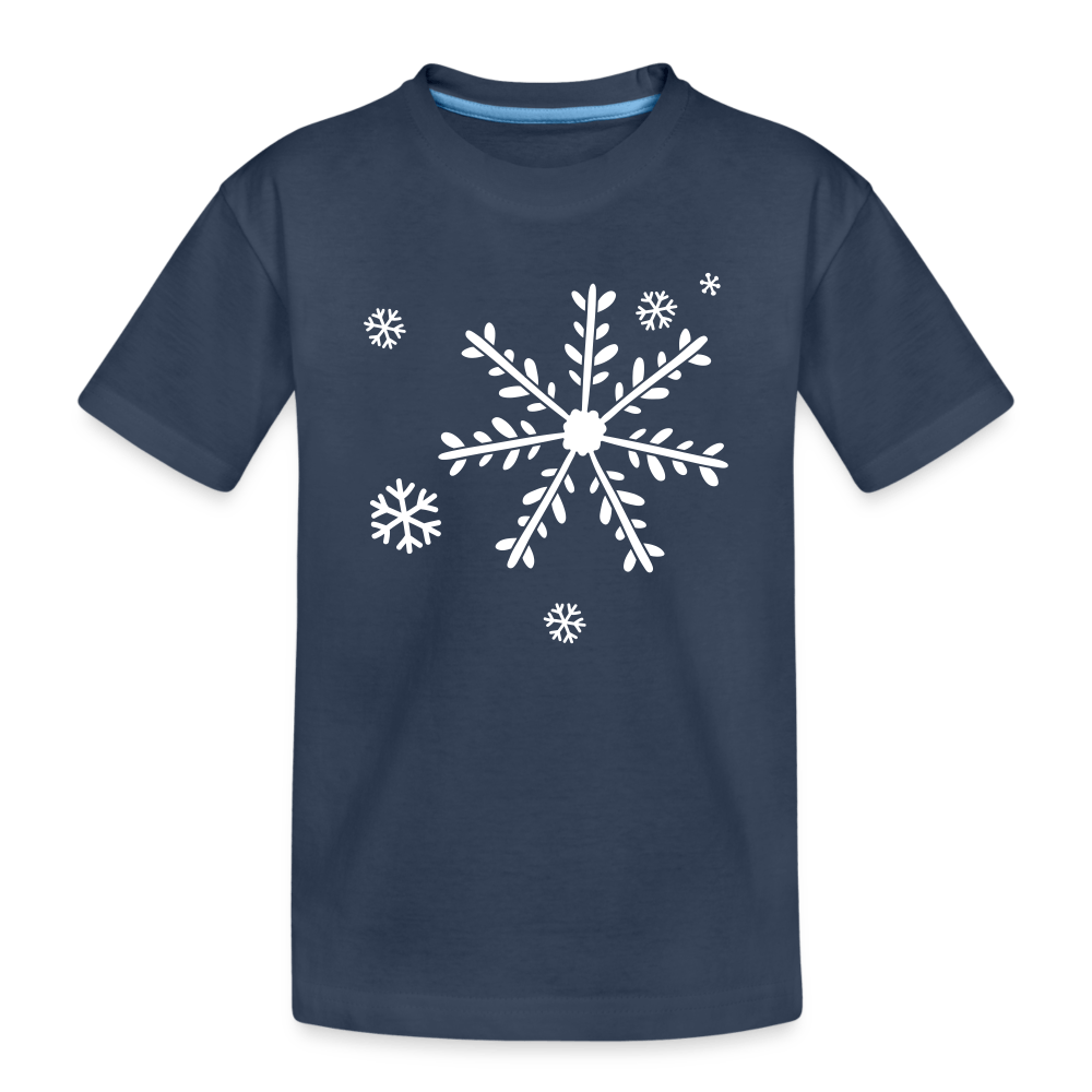 Kinder Premium Bio T-Shirt - Schneeflocken - Navy