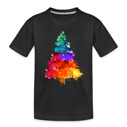 Kinder Premium Bio T-Shirt - Bunter Weihnachtsbaum - Schwarz