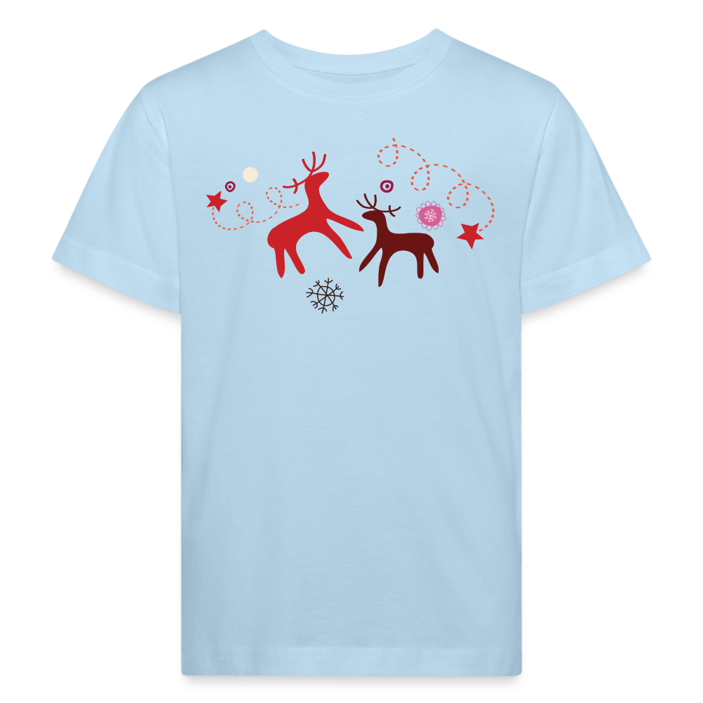 Kids Bio T-Shirt - Knuffige Rentiere - Hellblau