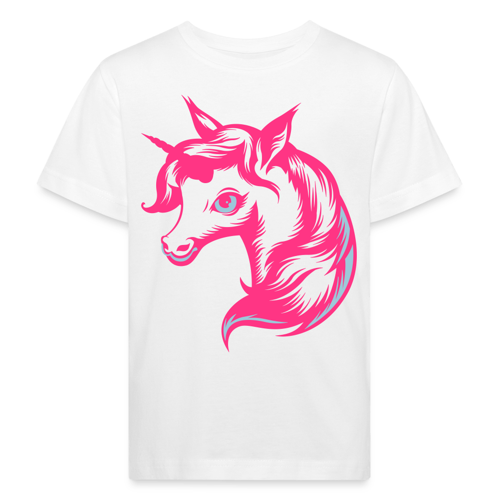 Kids Bio T-Shirt - Pinkes Einhorn - weiß